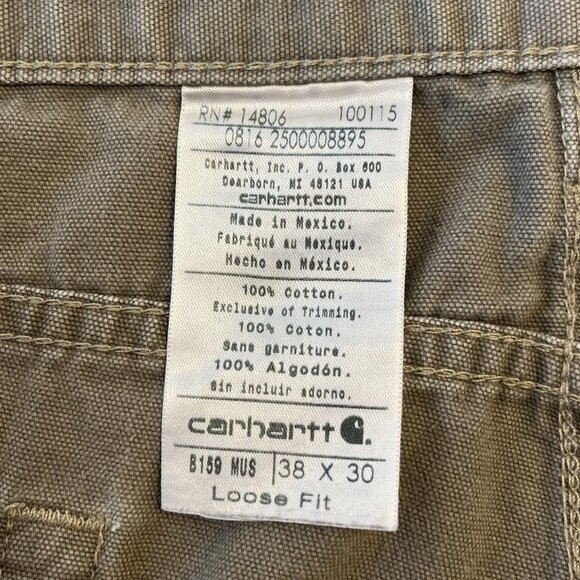 Carhartt Men Carpenter Loose Fit Khaki Work Pants 38x29 American Workwear Grunge - Picture 3 of 13